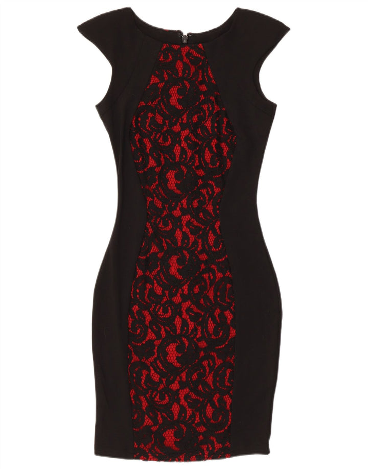Lipsy Womens Lace Sheath Dress UK 6 Small Black Colourblock Polyester