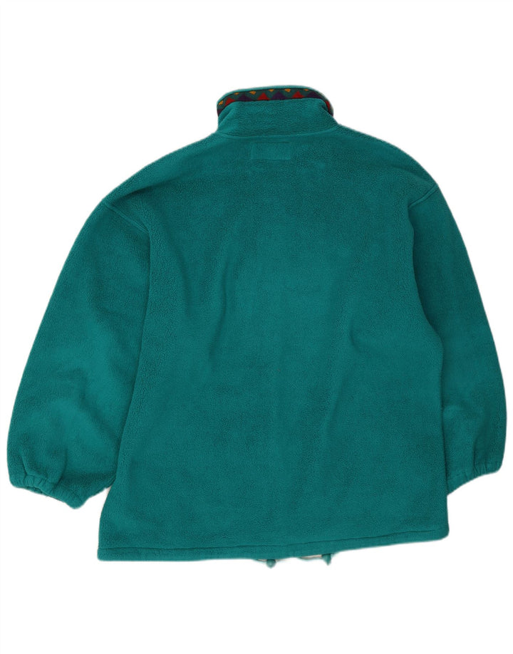 Vintage fleecejakke til mænd UK 40 Stor grøn geometrisk polyester