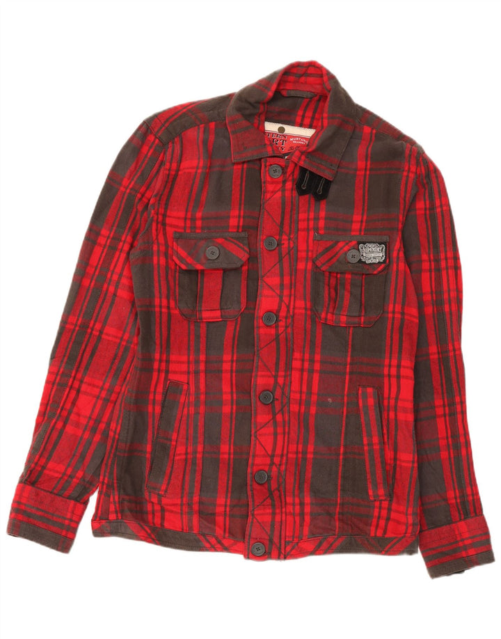 Superdry Herre Utility Jacket UK 42 XL rød ternet bomuld