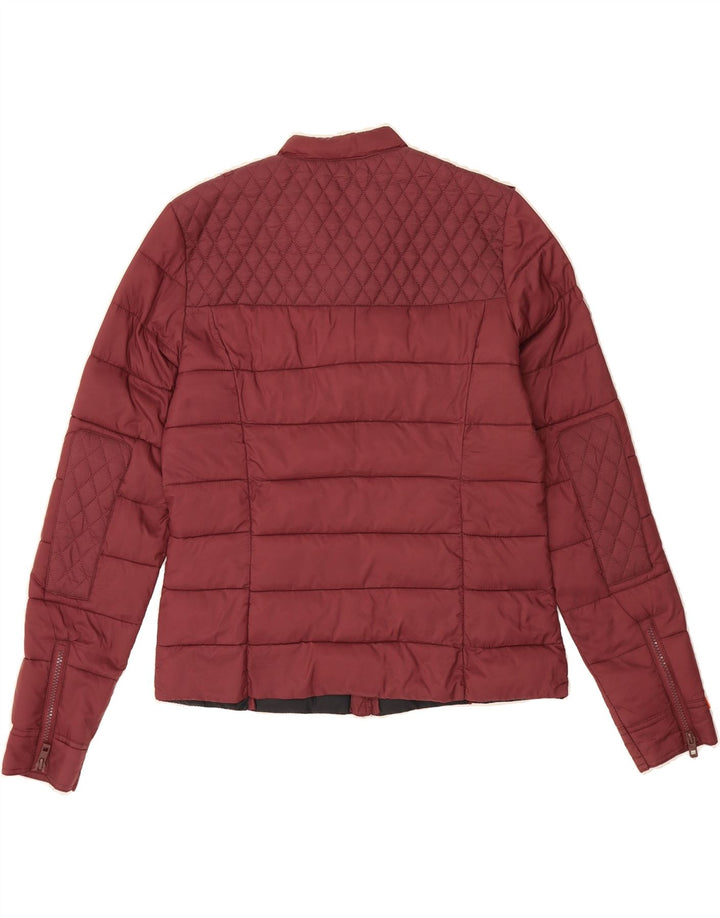 SUPERDRY Womens Military Padded Jacket UK 14 Large Maroon Nylon Vintage Superdry and Second-Hand Superdry from Messina Hembry 