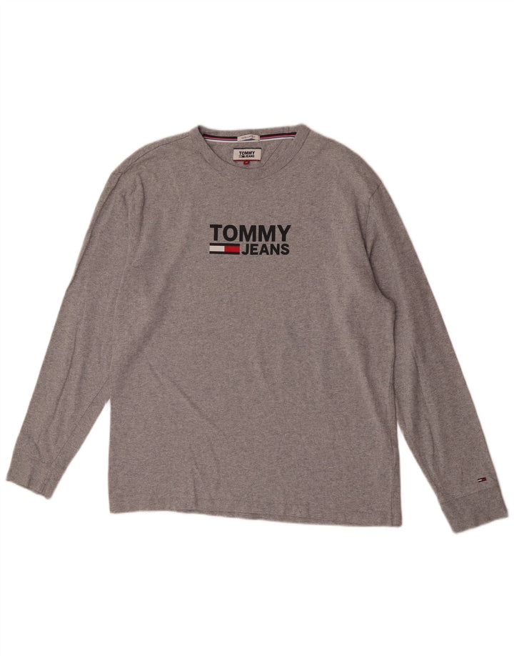 Tommy Hilfiger Herre Regular Fit grafisk top Langærmet mellemgrå bomuld