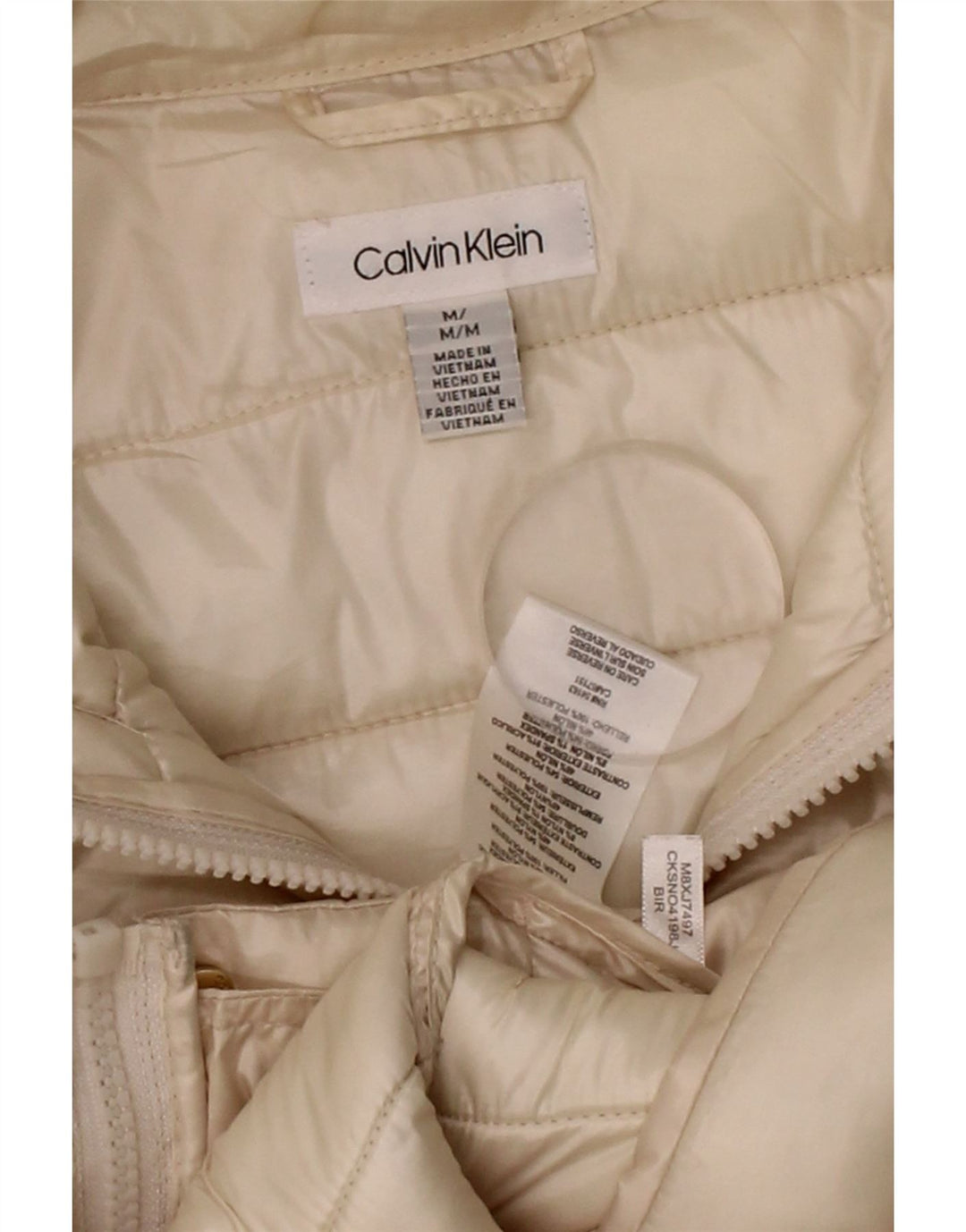 CALVIN KLEIN Womens Padded Jacket UK 14 Medium Beige Polyester Vintage Calvin Klein and Second-Hand Calvin Klein from Messina Hembry 