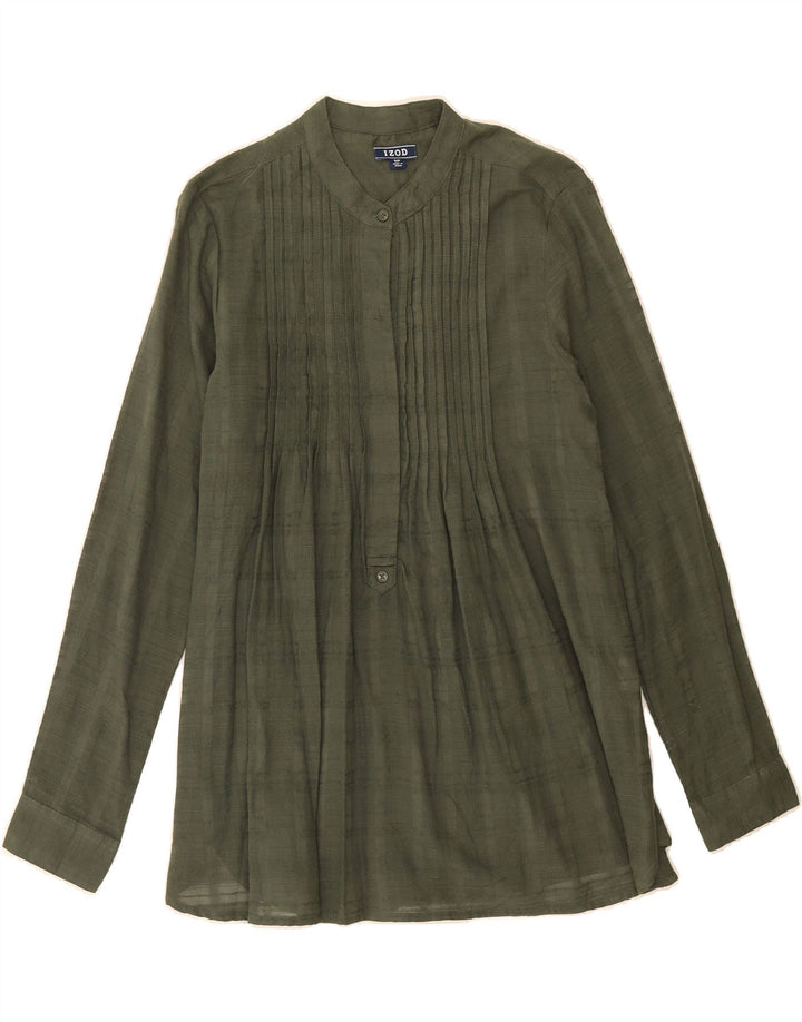 IZOD Womens Long Sleeve Blouse Top UK 10 Small Green Cotton Vintage Izod and Second-Hand Izod from Messina Hembry 