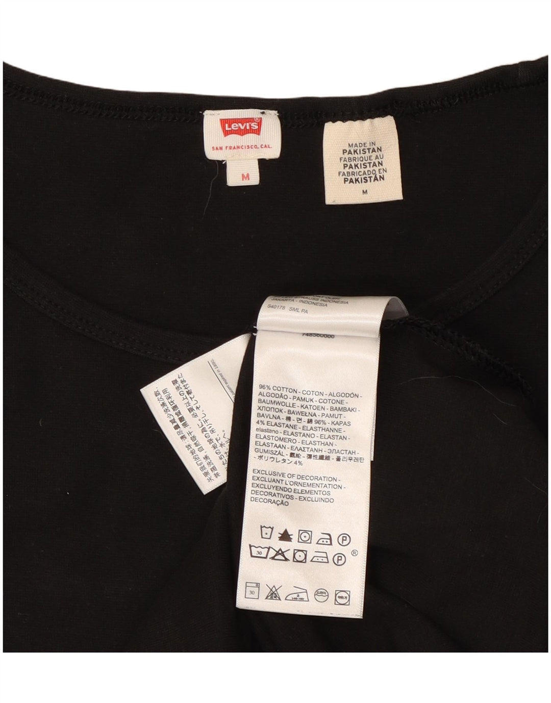 LEVI'S Womens T-Shirt Top UK 12 Medium Black Cotton