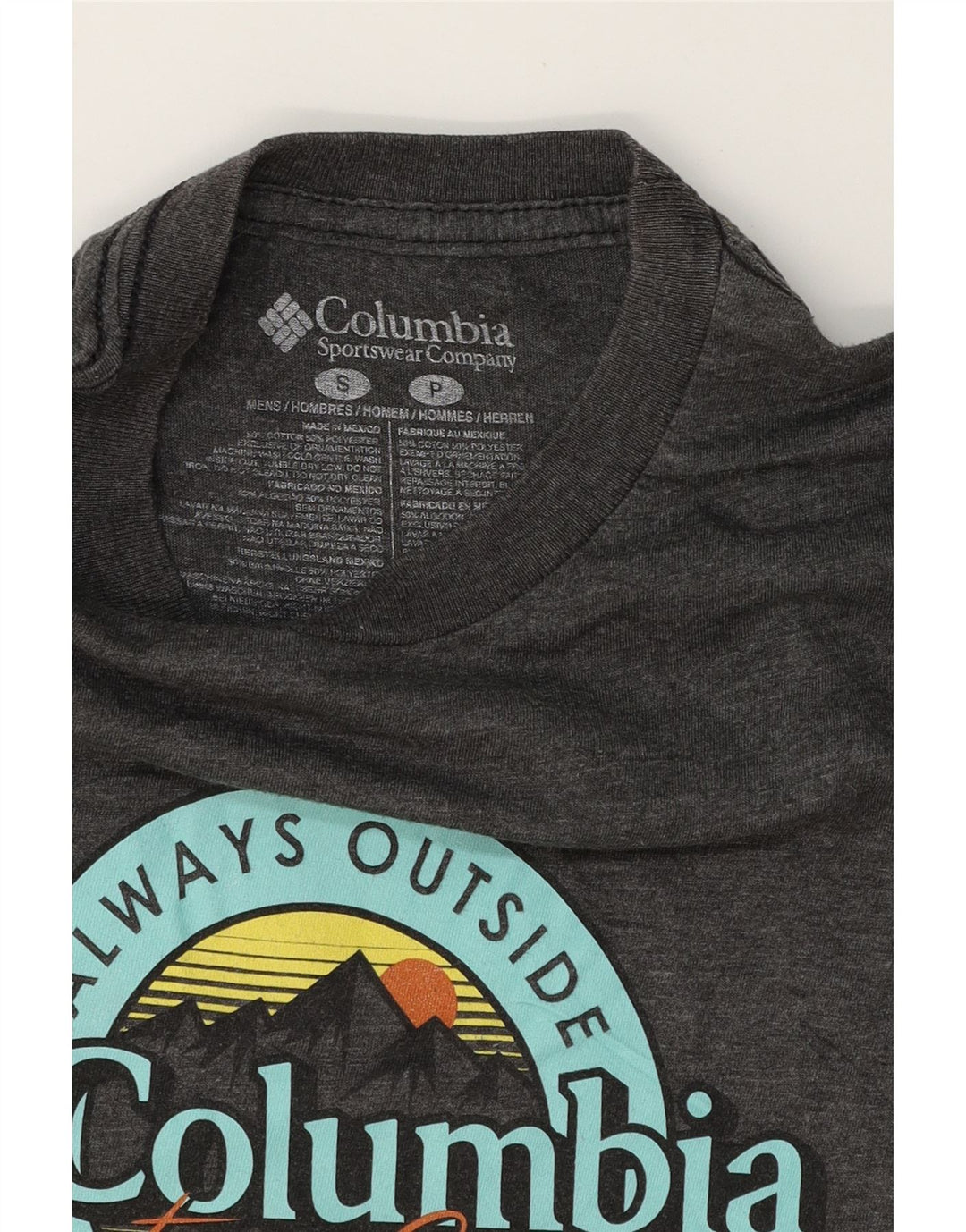COLUMBIA Mens Graphic T-Shirt Top Small Grey Cotton Vintage Columbia and Second-Hand Columbia from Messina Hembry 