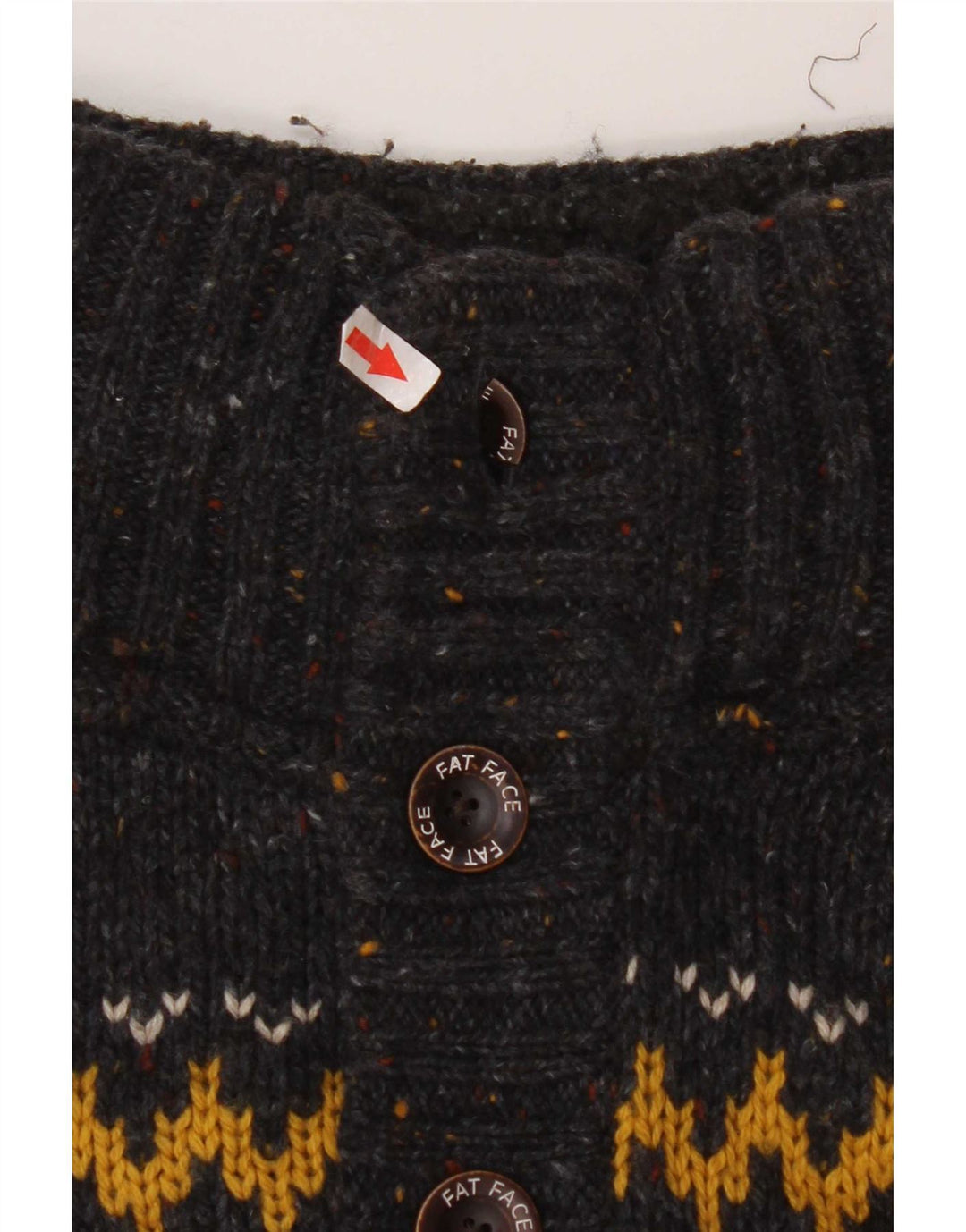 Fat Face Herre Button Neck Jumper Sweater Medium Grey Fair Isle Wool