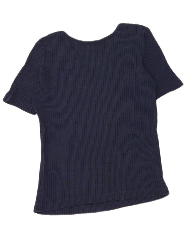 Benetton Dame T-Shirt Top UK 12 Medium Navy Blue