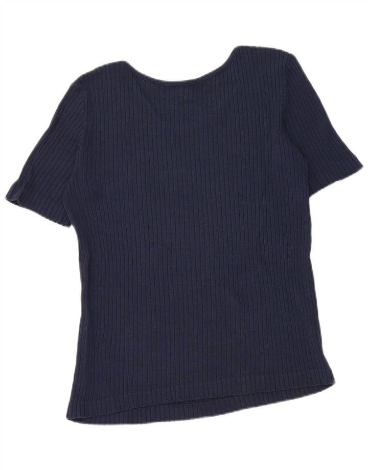 Benetton Dame T-Shirt Top UK 12 Medium Navy Blue