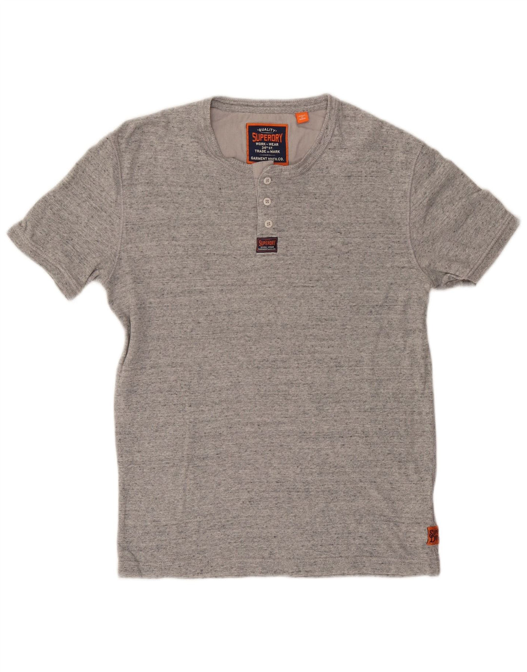 Superdry T-shirt top til mænd, stor grå flækket bomuld