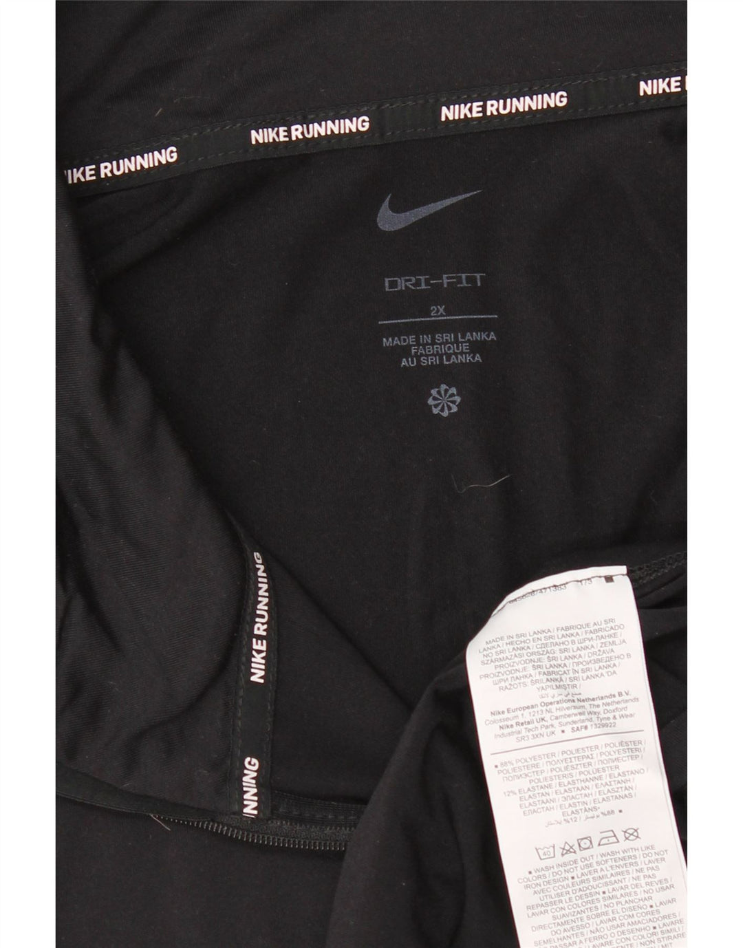 Nike Herre Running Zip Neck Top Langærmet 2XL Sort Polyester