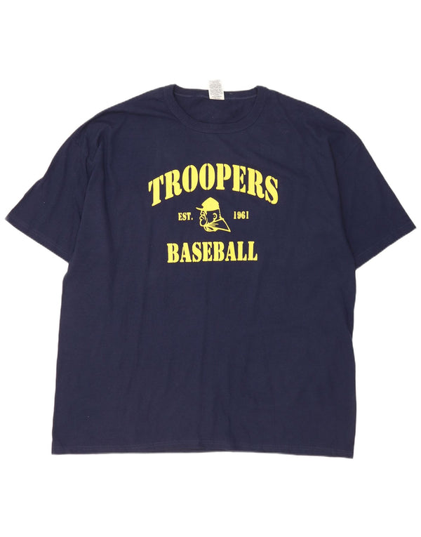 Russell Athletic Mens Troopers Baseball Graphic T-Shirt Top 2XL Navy Blue