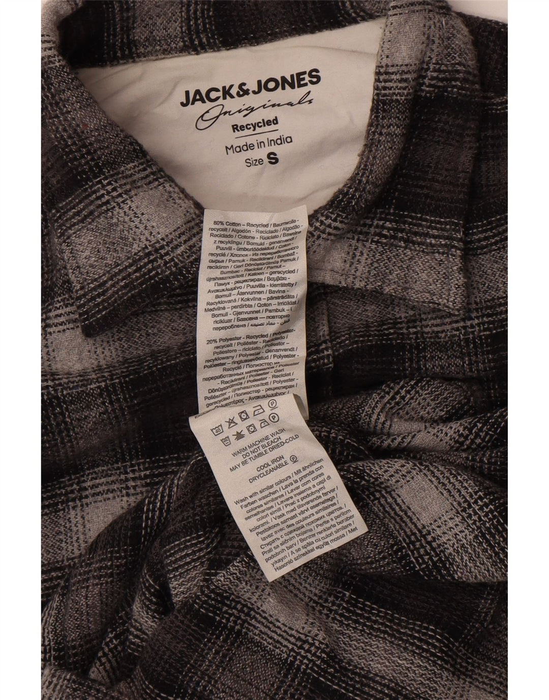 Jack & Jones Herre ternet flannelskjorte lille grå bomuld