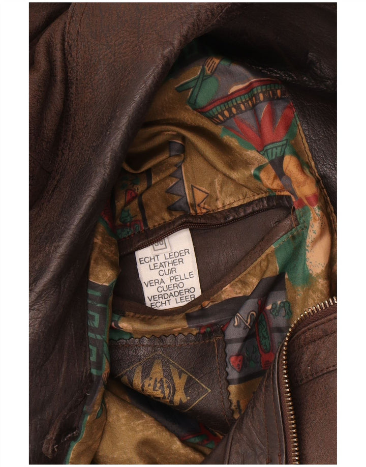 Vintage Bomber læderjakke til mænd IT 56 3XL brunt læder