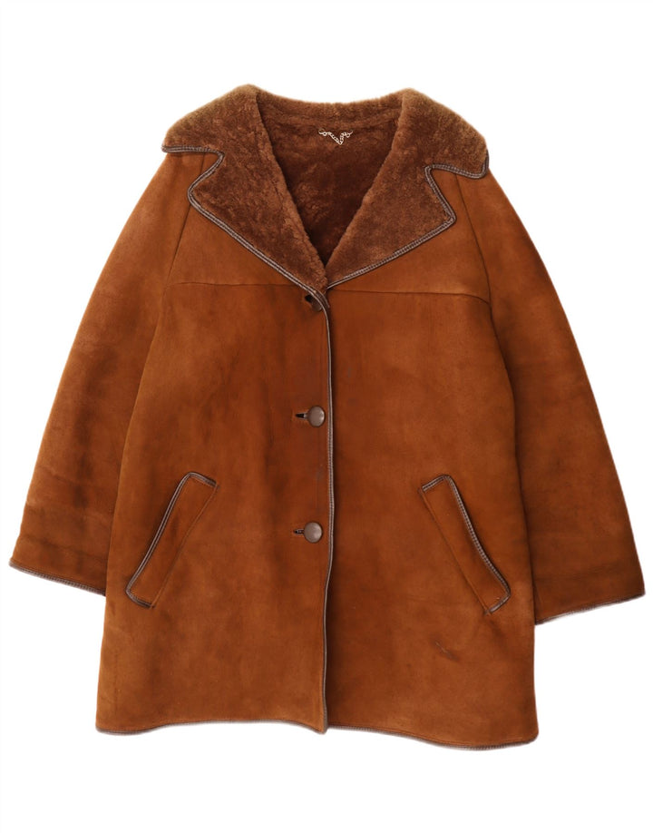 Morlands Womens Oversized Shearling Coat UK 16 Stort brunt fåreskind