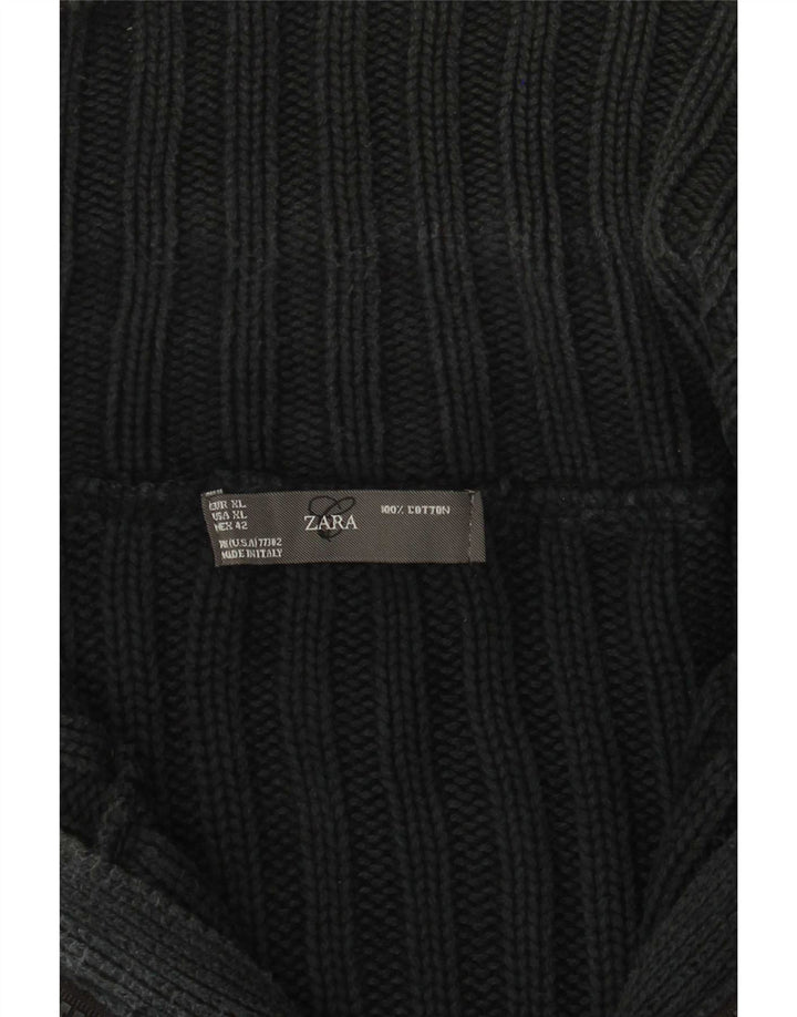 Zara Herre Cardigan Sweater XL Grå Bomuld