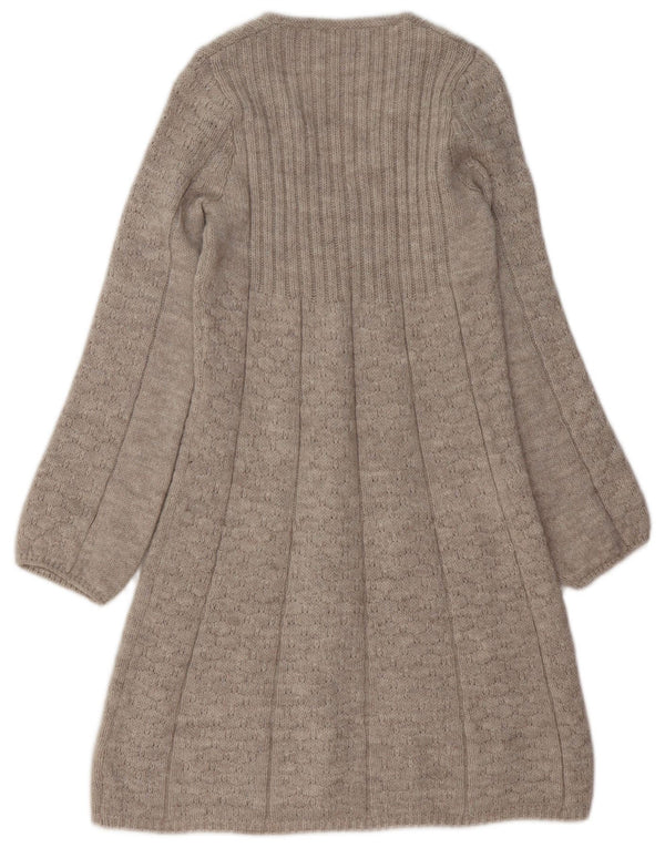 VINTAGE Dame Jumper Dress UK 10 Small Beige Acryl