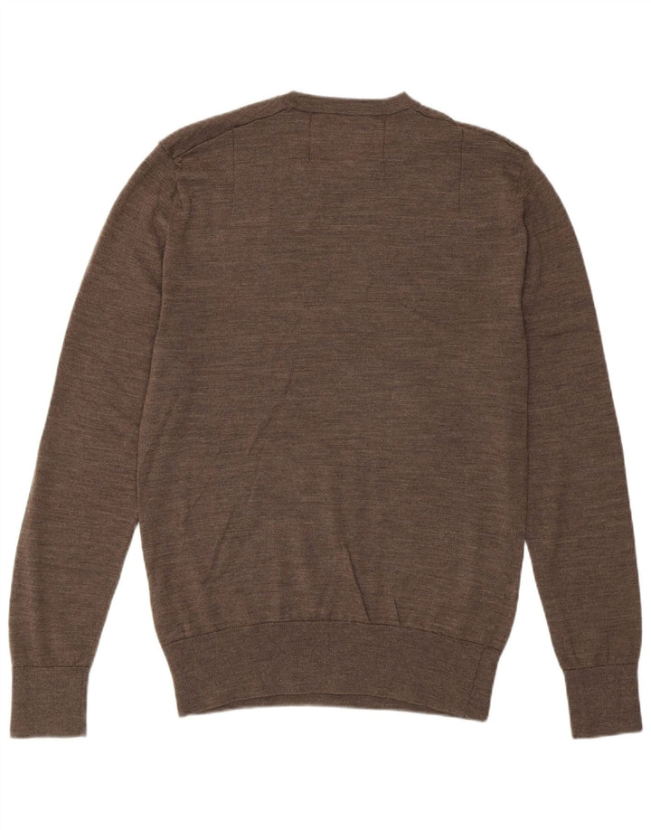 All Saints Herre Crew Neck Jumper Sweater Medium Brun Merino Uld