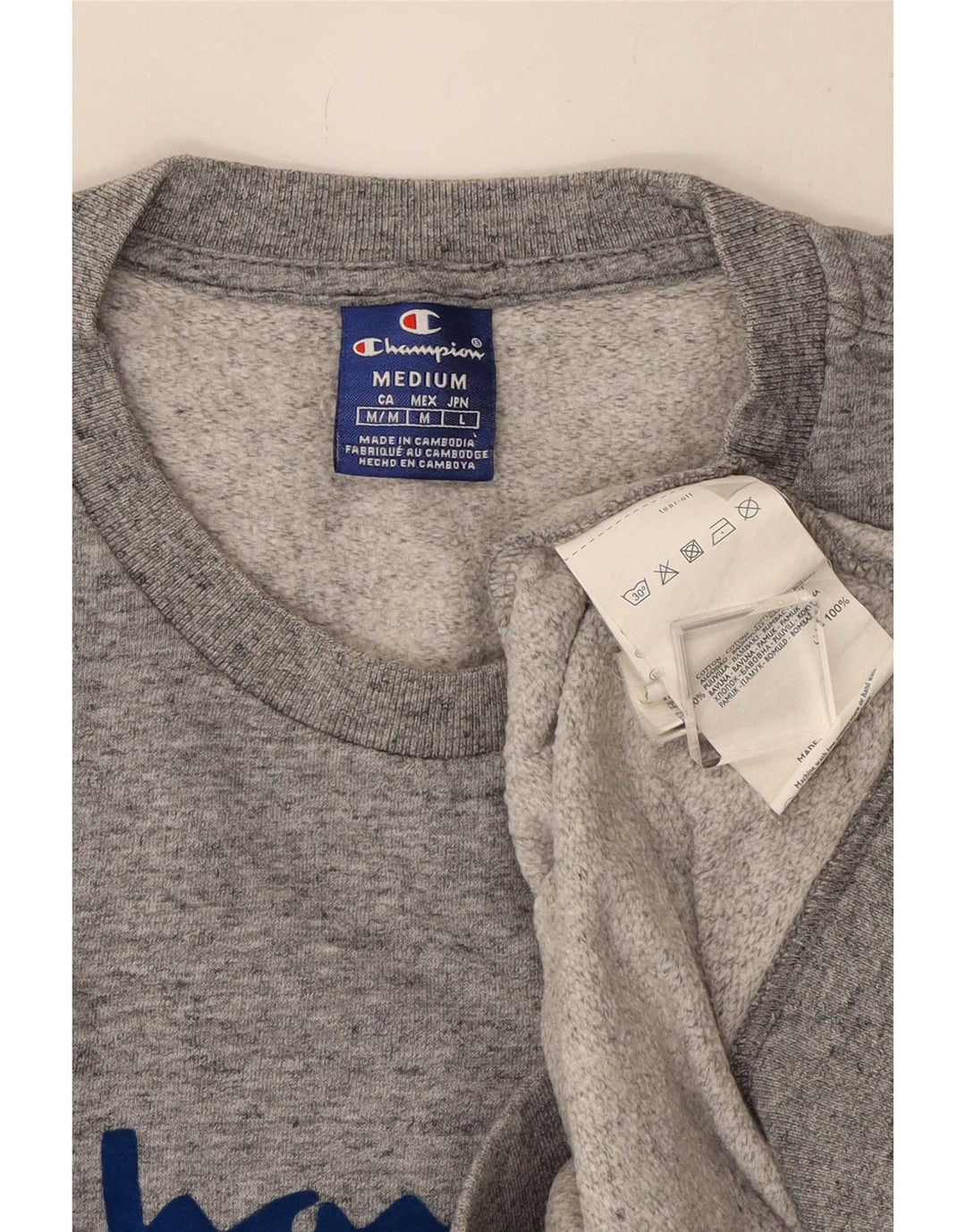 Champion Herre Grafisk Sweatshirt Jumper Medium Grey Flecked Bomuld
