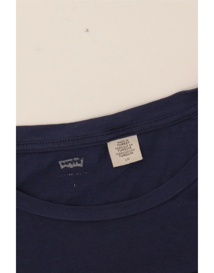 LEVI'S Womens Graphic T-Shirt Top UK 16 Large Navy Blue Vintage Levi's and Second-Hand Levi's from Messina Hembry 