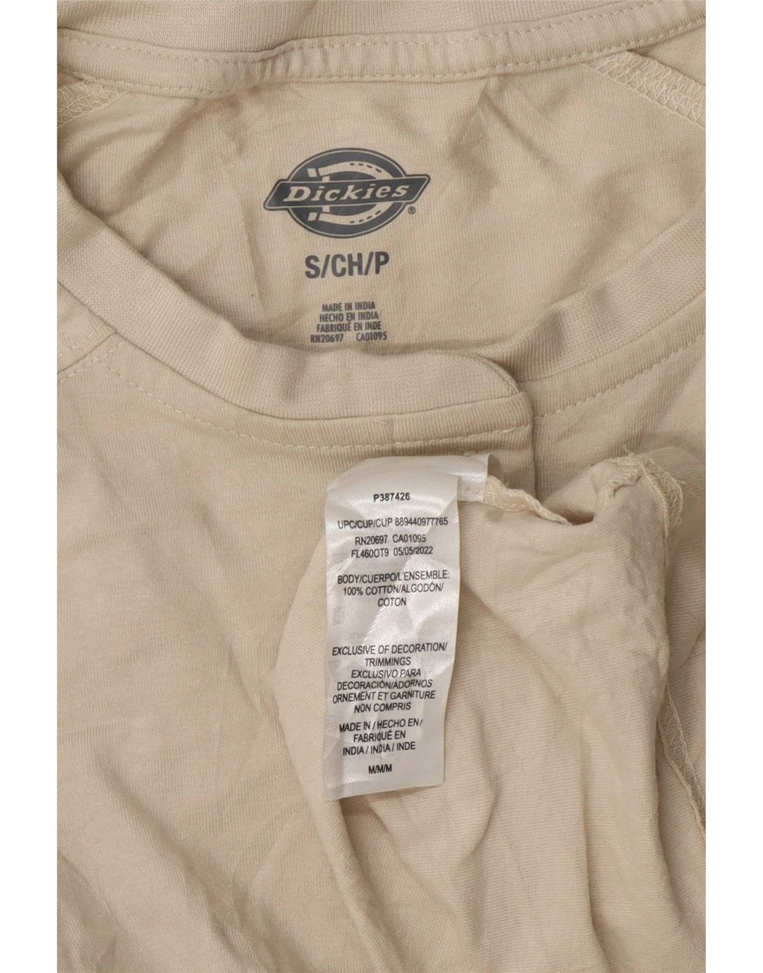 Dickies Dame Top Langærmet UK 10 Small Beige Bomuld