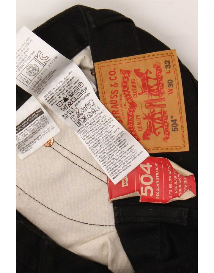 Levi's Herre 504 Regular Straight Jeans W30 L32 Sort Bomuld