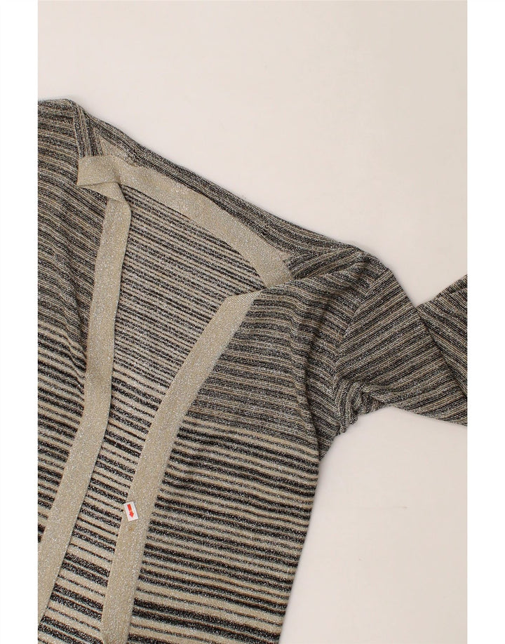 PIERRE CARDIN Womens Paris Open Cardigan Sweater IT 46 Large Grey Striped Vintage Pierre Cardin and Second-Hand Pierre Cardin from Messina Hembry 