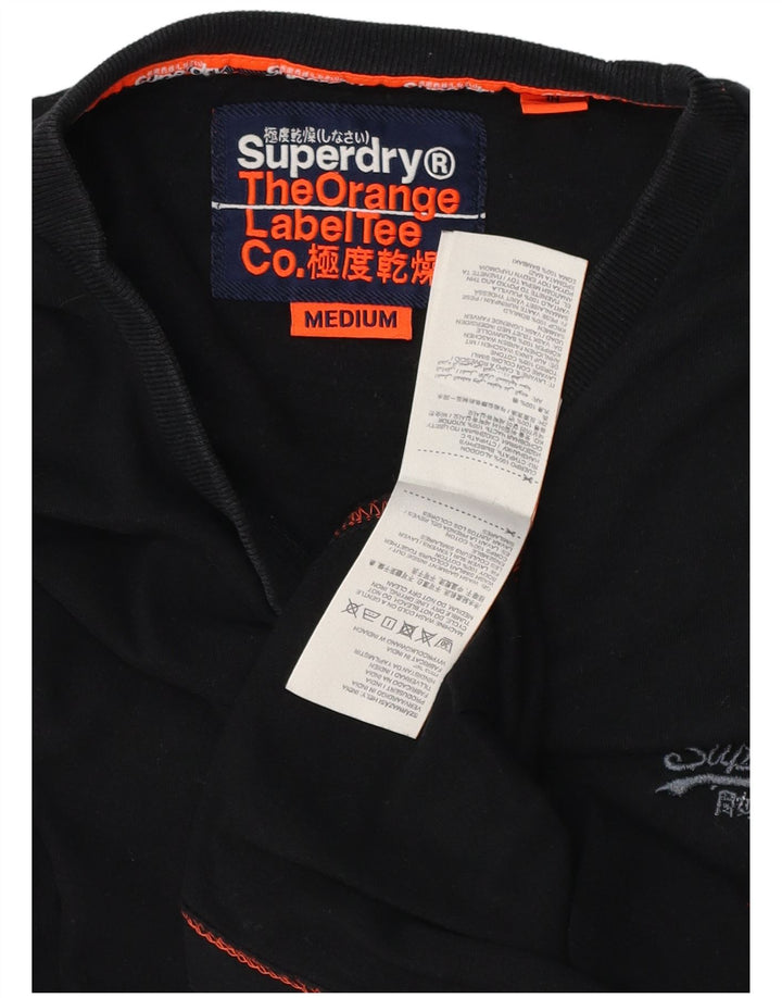 SUPERDRY Herre T-Shirt Top Medium Sort Bomuld