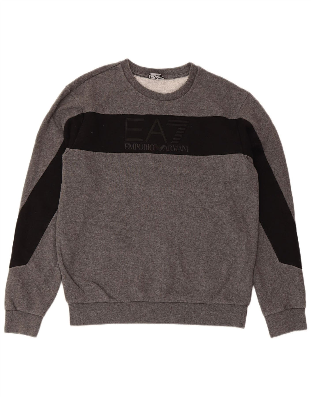 EMPORIO ARMANI Dame Sweatshirt Jumper UK 14 Medium Grey Colourblock