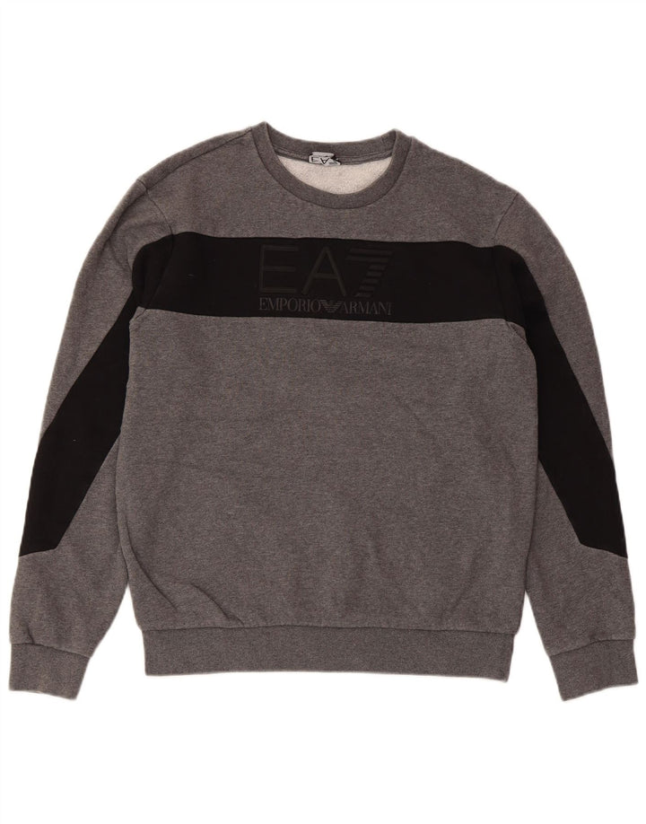 EMPORIO ARMANI Dame Sweatshirt Jumper UK 14 Medium Grey Colourblock
