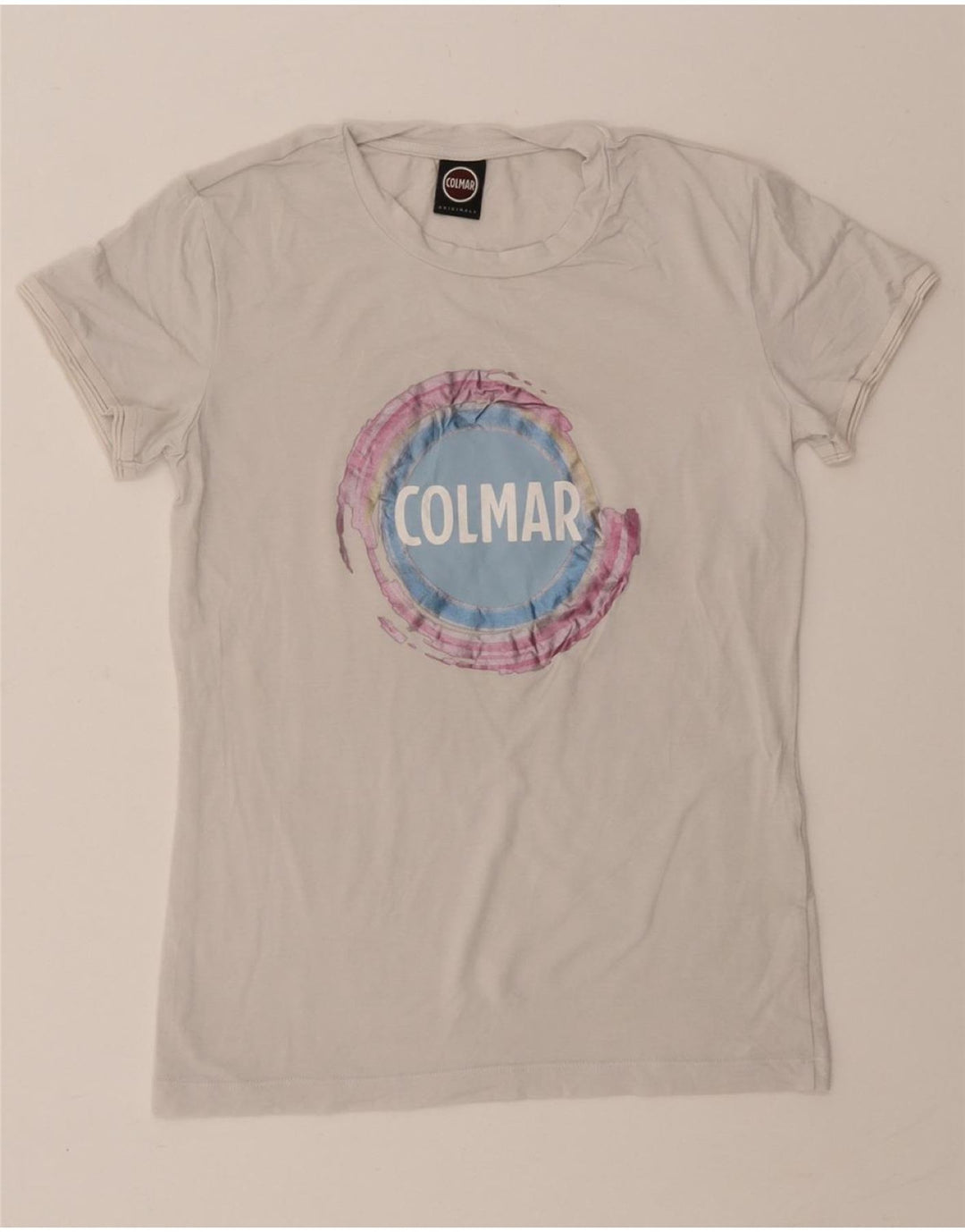 COLMAR Womens Graphic T-Shirt Top UK 10 Small White Vintage Colmar and Second-Hand Colmar from Messina Hembry 