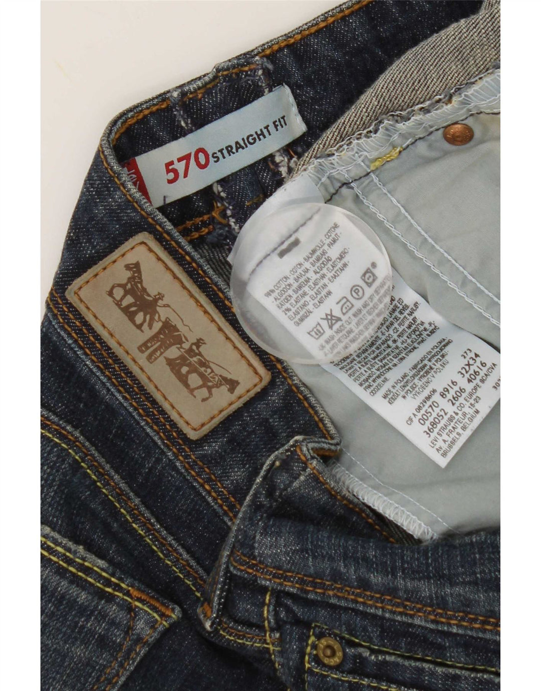 Levi's Dame 570 Straight Jeans W32 L29 Marineblå Bomuld