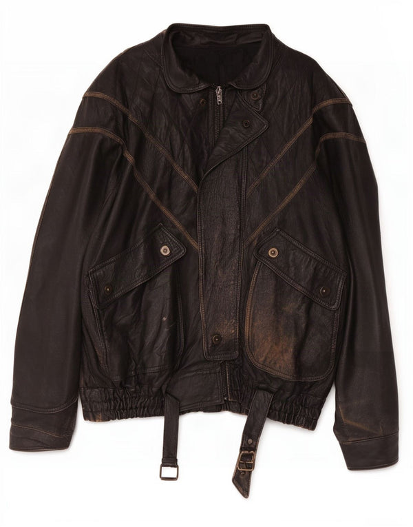Vintage herre læderjakke UK 44 2XL Sort