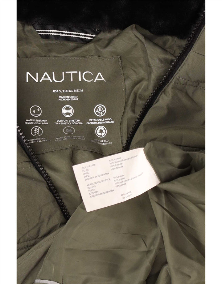 Nautica Polstret hættejakke til kvinder UK 14 Medium Khaki Polyester