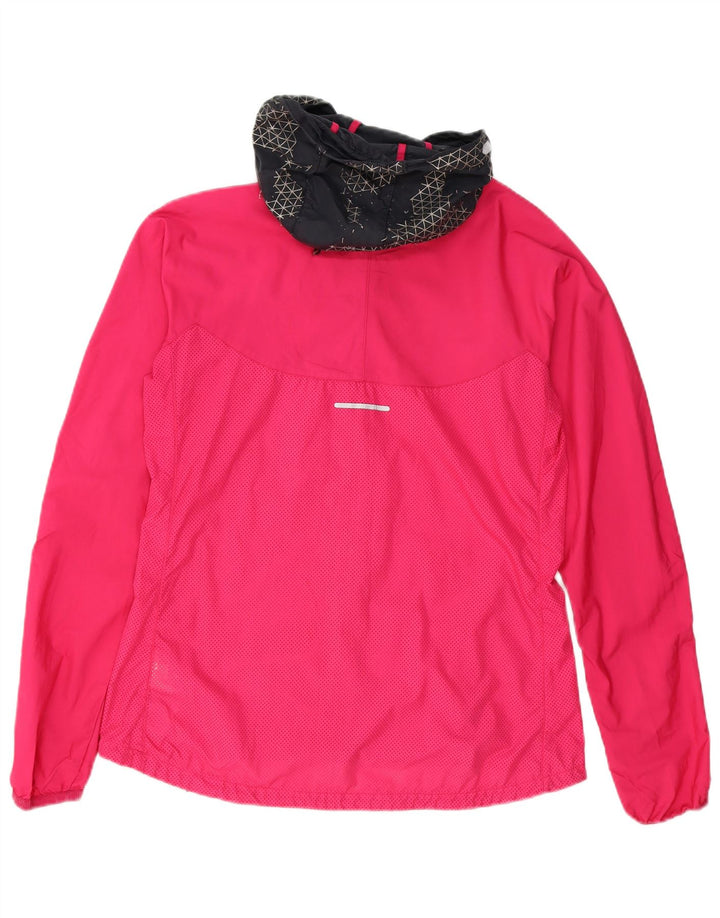 NIKE Womens Hooded Windbreaker Jacket UK 14 Medium Red Polyester