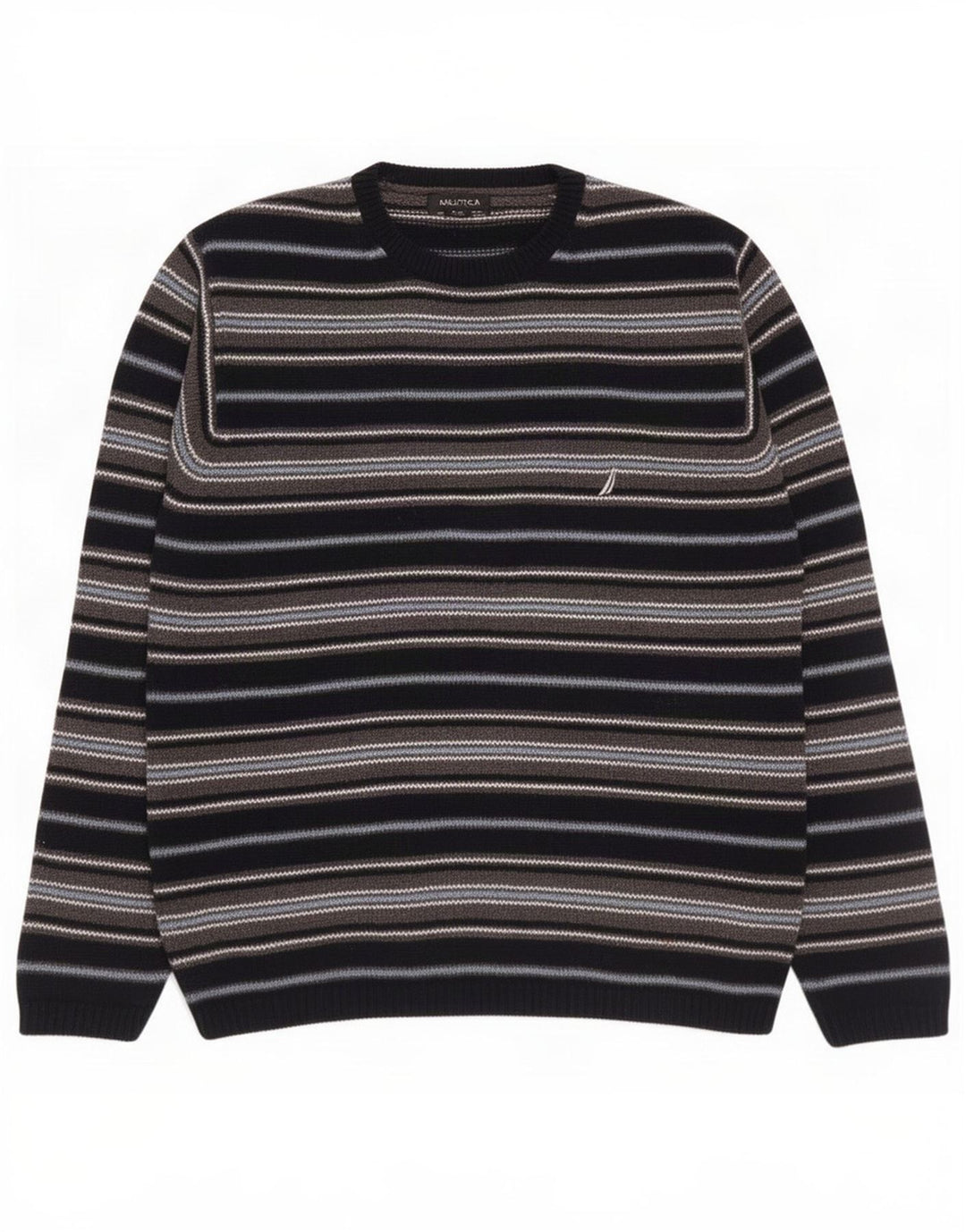 Nautica herre rund hals sweater mellem marineblå stribet bomuld