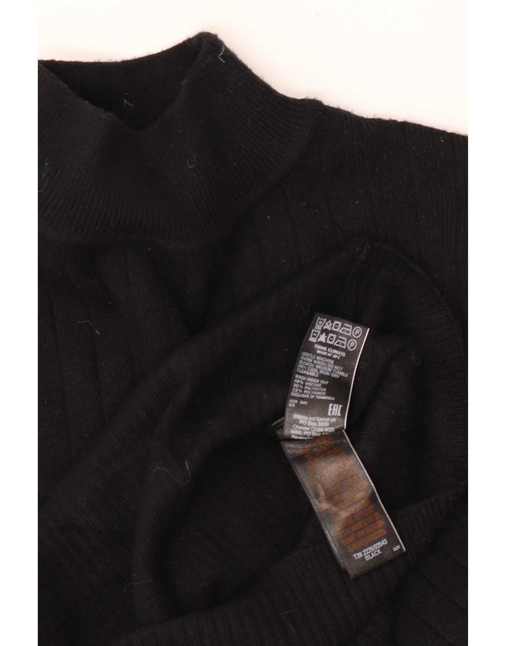 Marks & Spencer Dame Turtle Neck Jumper Sweater UK 8 Small Black Viscose
