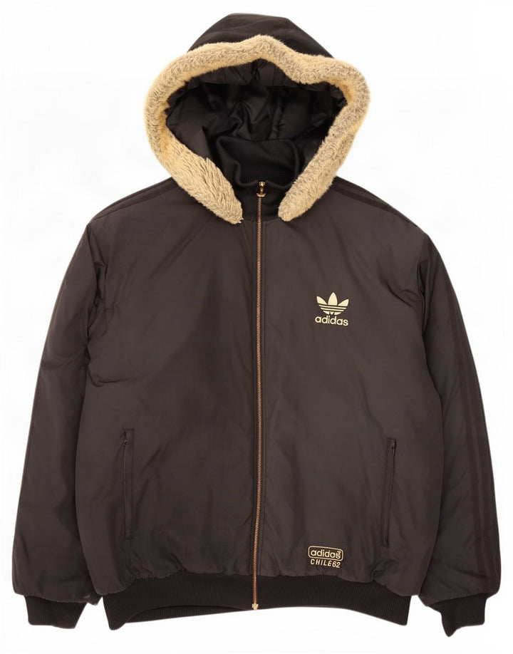 Adidas Herre hættepolstret jakke UK 42 XL Sort Polyester