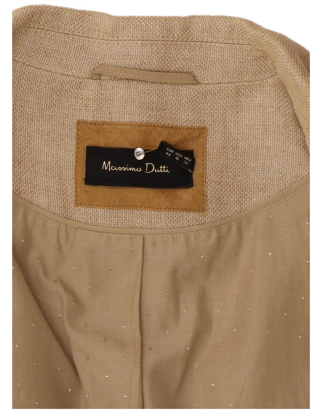 Massimo Dutti Dame 2 Button Blazer Jacket EU 42 Large Beige