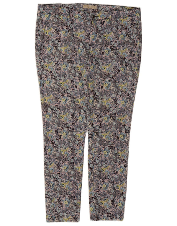Zara Dame Slim Chino Bukser EU 42 Large W32 L27 Multicolored Floral