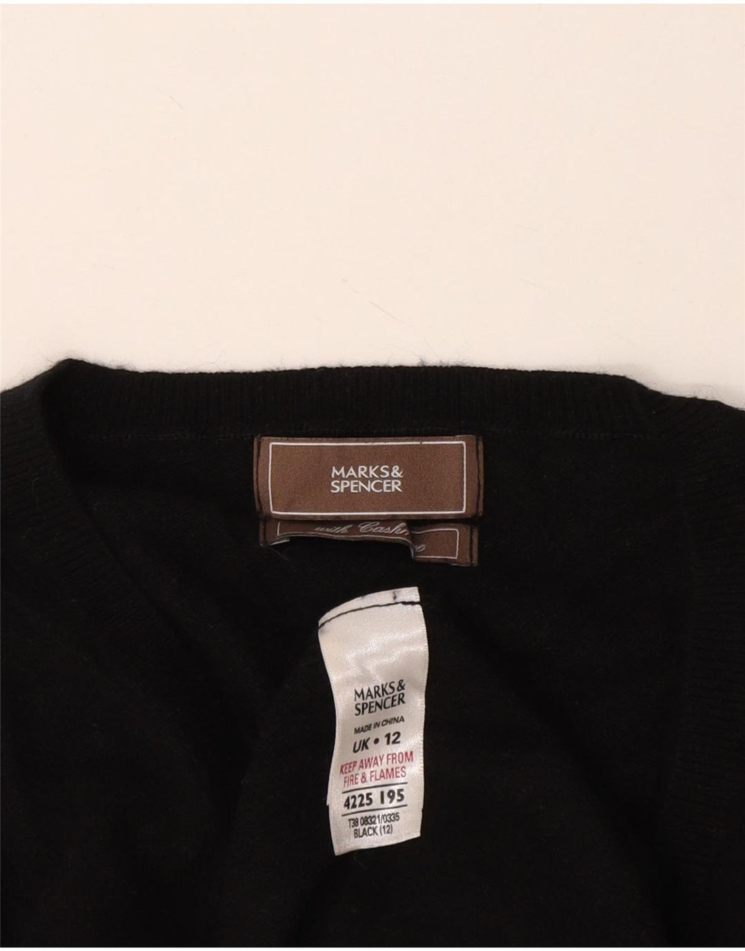 Marks & Spencer Dame V-hals sweater UK 12 Medium Black Viscose