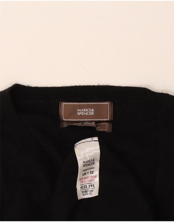 Marks & Spencer Dame V-hals sweater UK 12 Medium Black Viscose