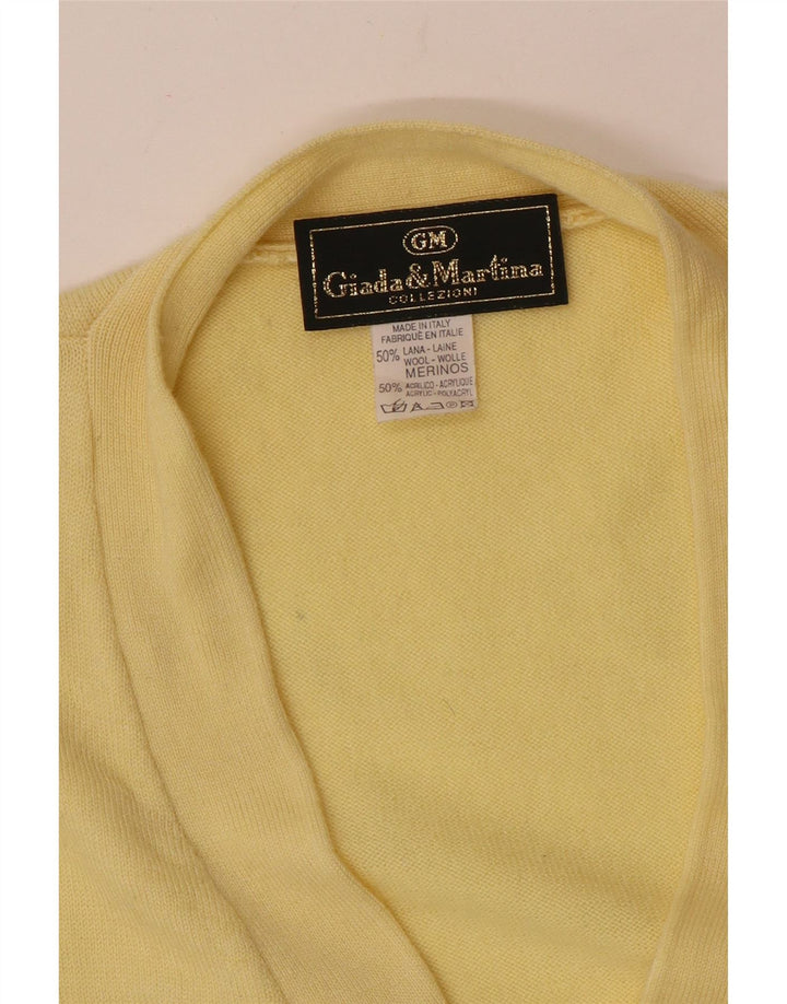 Vintage herre ærmeløs cardigan sweater stor gul uld
