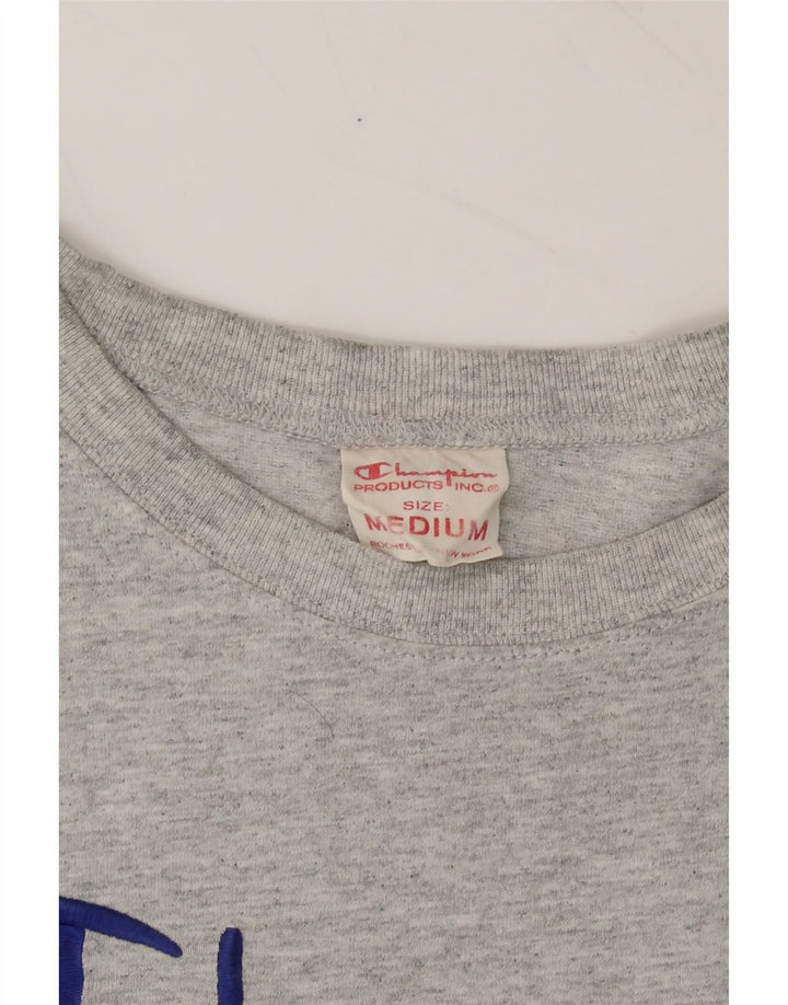 CHAMPION Womens Graphic T-Shirt Top UK 14 Medium Grey Cotton Vintage Champion and Second-Hand Champion from Messina Hembry 