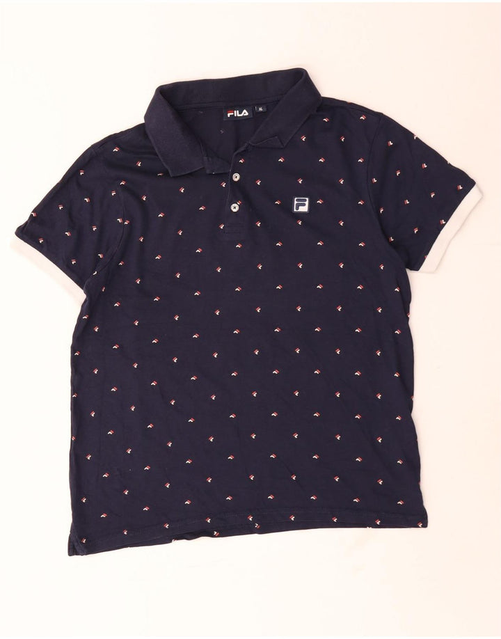 Fila Poloskjorte til mænd XL Navyblå Flecked Bomuld