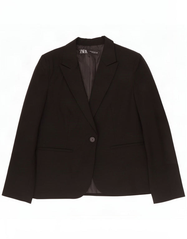 Zara Dame 1-knap blazerjakke EU 38 Small Black Polyester