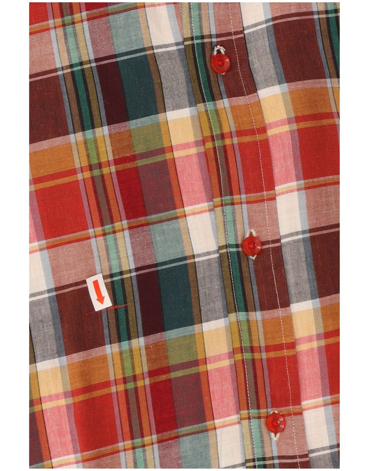 VINTAGE Herre Militær Kortærmet Skjorte IT 50 Medium Flerfarvet Plaid