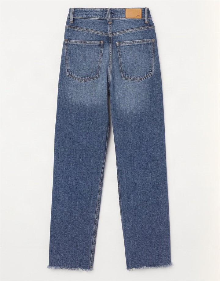 Zara Dame Straight Jeans EU 38 Small W28 L26 Blå Bomuld