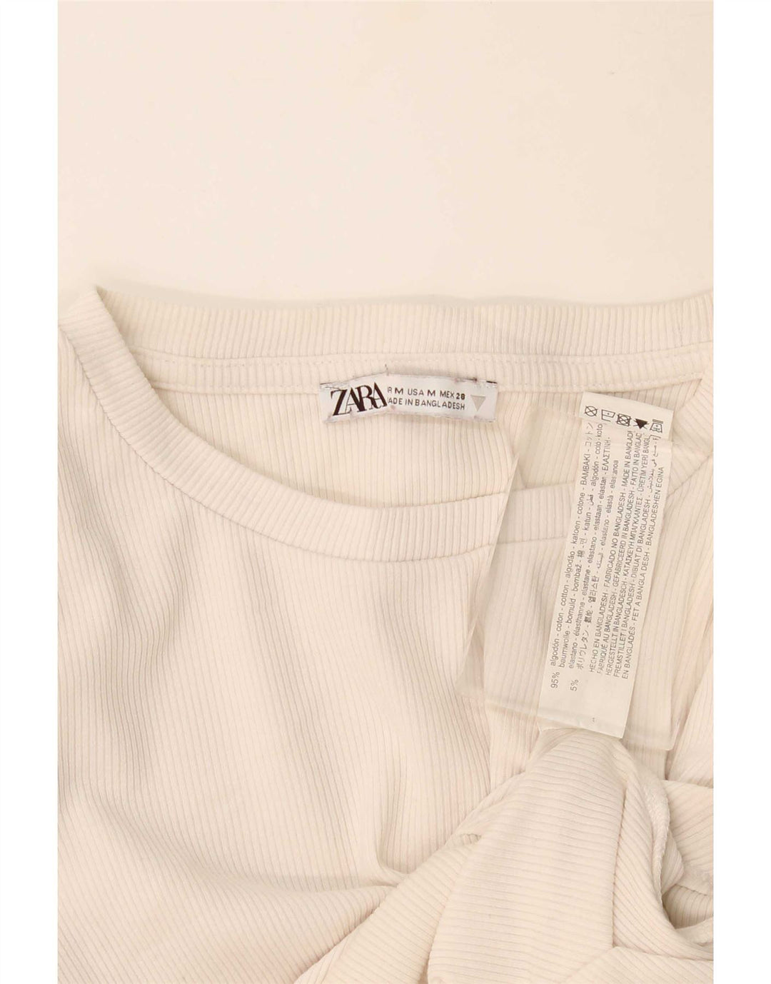 Zara Womens Bodysuit UK 12 Medium Off White Bomuld