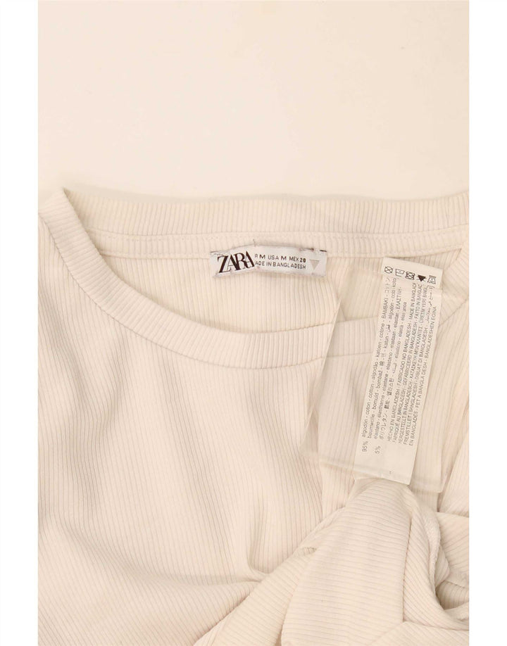 Zara Womens Bodysuit UK 12 Medium Off White Bomuld