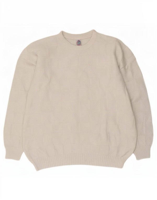 Vintage herre sweater med rund hals XL hvid